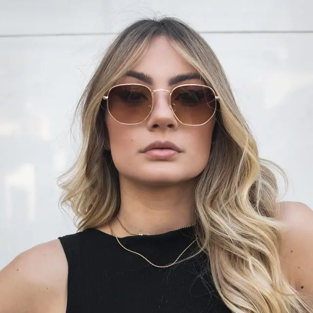 Óculos De Sol Unissex Hexagonal Uv400 Masculino Feminino  nf