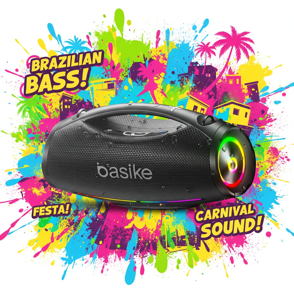 Basike Caixa de Som Boombox Plus Bluetooth 200w IpX6 Bateria 12 Horas Som Potente Preto Ba-RAD304