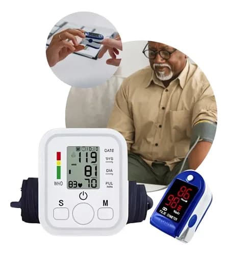Kit Aparelho Medidor De Pressão Braço Digital E Oximetro