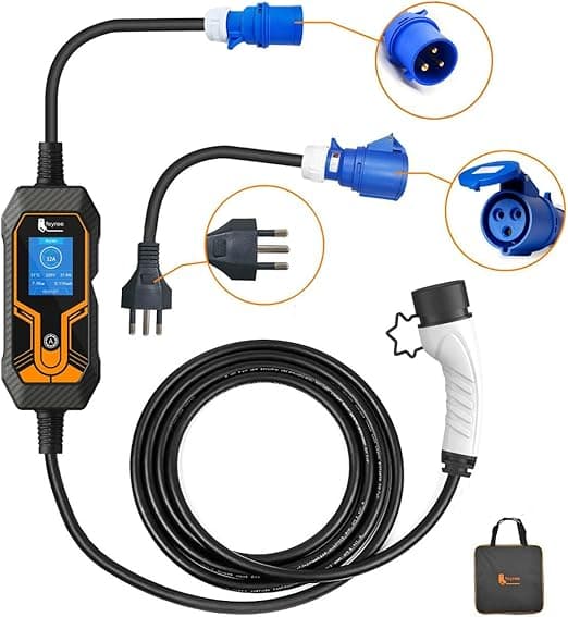 Carregador para Carro Elétrico Portátil, 3,5KW-7KW 20A 32A 85-264V Type 2 Cabo de 5M EV Tipo 2 Carros Elétricos e Híbridos,Uso interno/externo Aplicável a 99% dos modelos Envio de São Paulo, Brasil