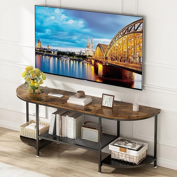 Rack para Sala, Rack Curvo para TV, Prateleira Parede Sala Estar Moderna