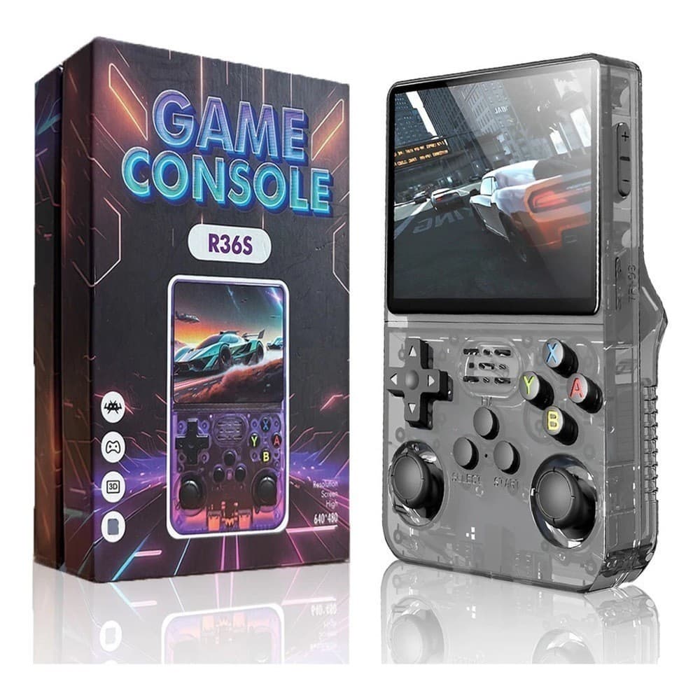 Console Portátil R36S + de 15.000 Jogos Vídeo Game 64g Linux Tela IPS 3.5"