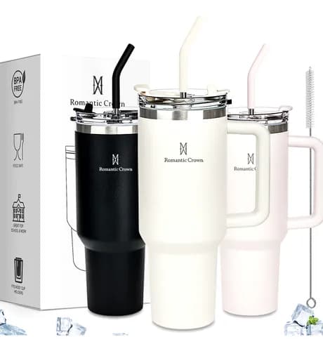 Copo Térmico Inox 1,2l Com Alça, Tampa, Canudo Inox E Escova