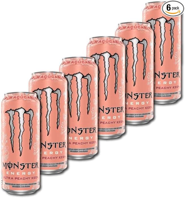 Pack de Monster Ultra Peachy Keen Zero Açúcar - 6 unidades de 473ml