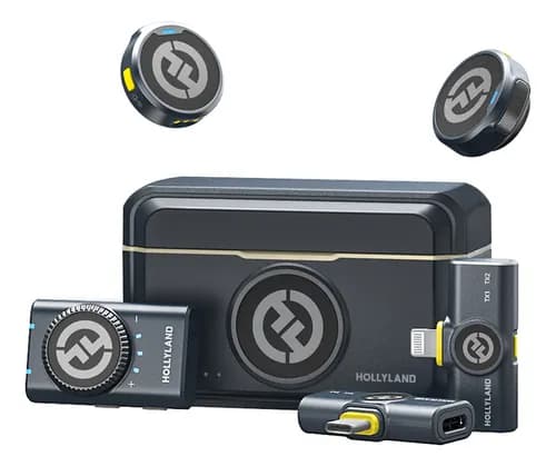 Microfone Hollyland Lark M2 Duo Combo Duplo Para 2 Pessoas USB-C, Lightning e Camera preto