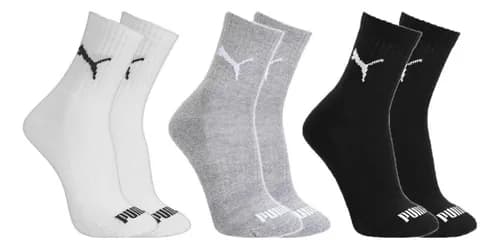 Kit 3 Pares Meias Puma Cano Médio Adulto Masculino Algodão