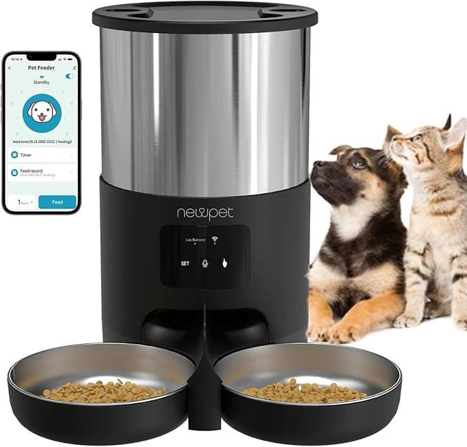 Alimentador Automático para 2 Gatos, 5L Alimentador temporizado ,2.4G WiFi Tuya A