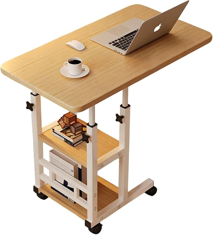 Mesa portátil para sofá e cama, mesa lateral para laptop com altura ajustável