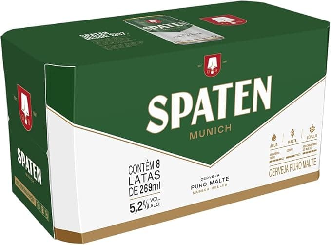 Pack Cerveja Spaten, Puro Malte, 269ml, Lata - 8 Unidades