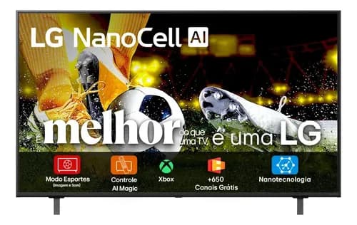Smart TV LG NanoCell AI 4K NANO80 50 polegadas Cores Puras Processador α7 AI Ger 8 webOS 25
