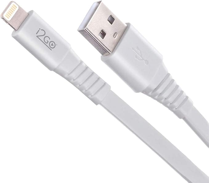 Cabo Iphone/Cabo Lightning I2GO Certificado MFi 1,2m 2,4A PVC Flexível Flat Branco