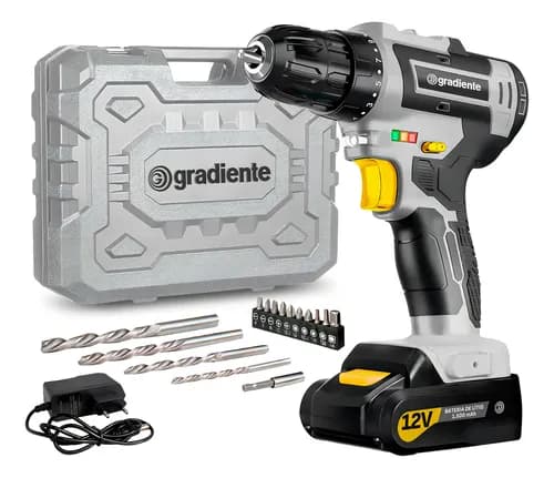 Parafusadeira Furadeira Gradiente GPB12V 3/8 a Bateria Cor Cinza Frequência 60Hz