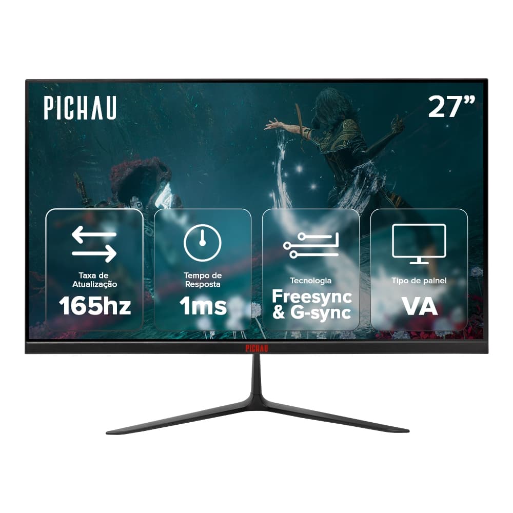 Monitor Gamer Pichau Athen V3 Ultra, 27 Pol, VA, QHD, 1ms, 165Hz, FreeSync, HDMI/DP,PG-ATH27V3U-BL02