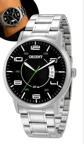 Relógio Orient Masculino Mbss1381 P2sx Prata Aço Prova Dagua Cor do fundo Preto