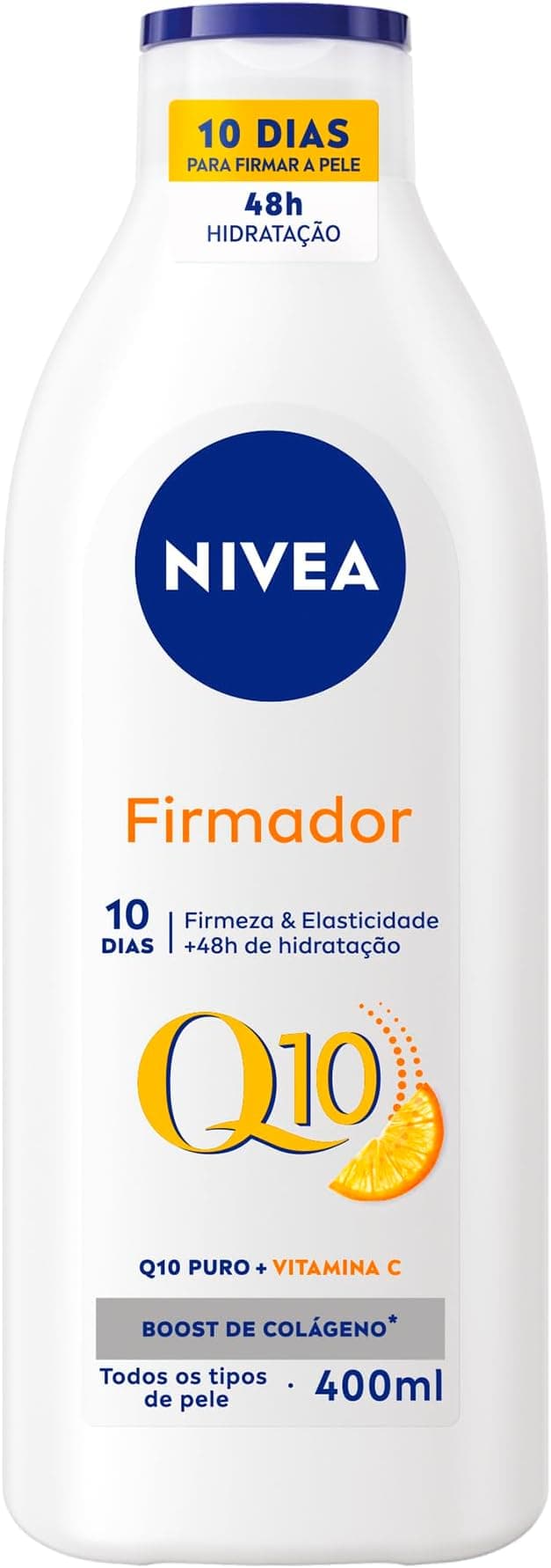 NIVEA Loção Hidratante Firmador Q10 Vitamina C Todos os Tipos de Pele 400ml - Sua pele com mais firmeza e mais elasticidade em 10 dias, ainda hidratada e cheia de brilho, livre de flacidez