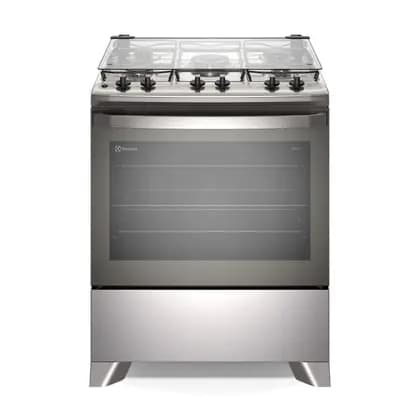 Fogão 5 bocas Electrolux Cinza Efficient com Mesa Inox, PerfectCook e VaporBake (FE5IC)