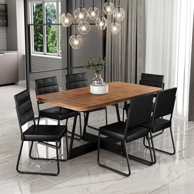 Conjunto Sala de Jantar 6 Cadeiras Charlotte Carraro Nogal (Preto)