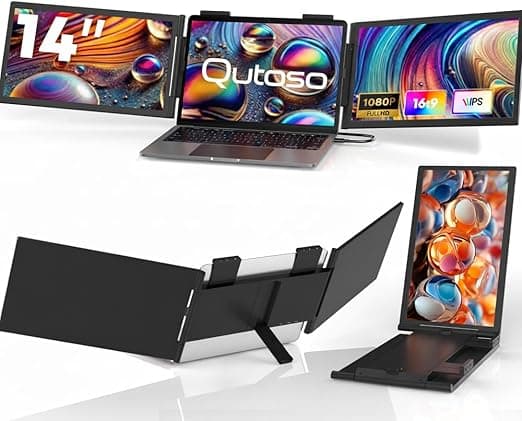 Extensor de tela portátil, 14" FHD 1080P IPS Extensor de monitor triplo, monitor portátil duplo para laptop 14 "-16", tela portátil do monitor USB C para Windows, Mac, Android, Chrome, Plug and Play