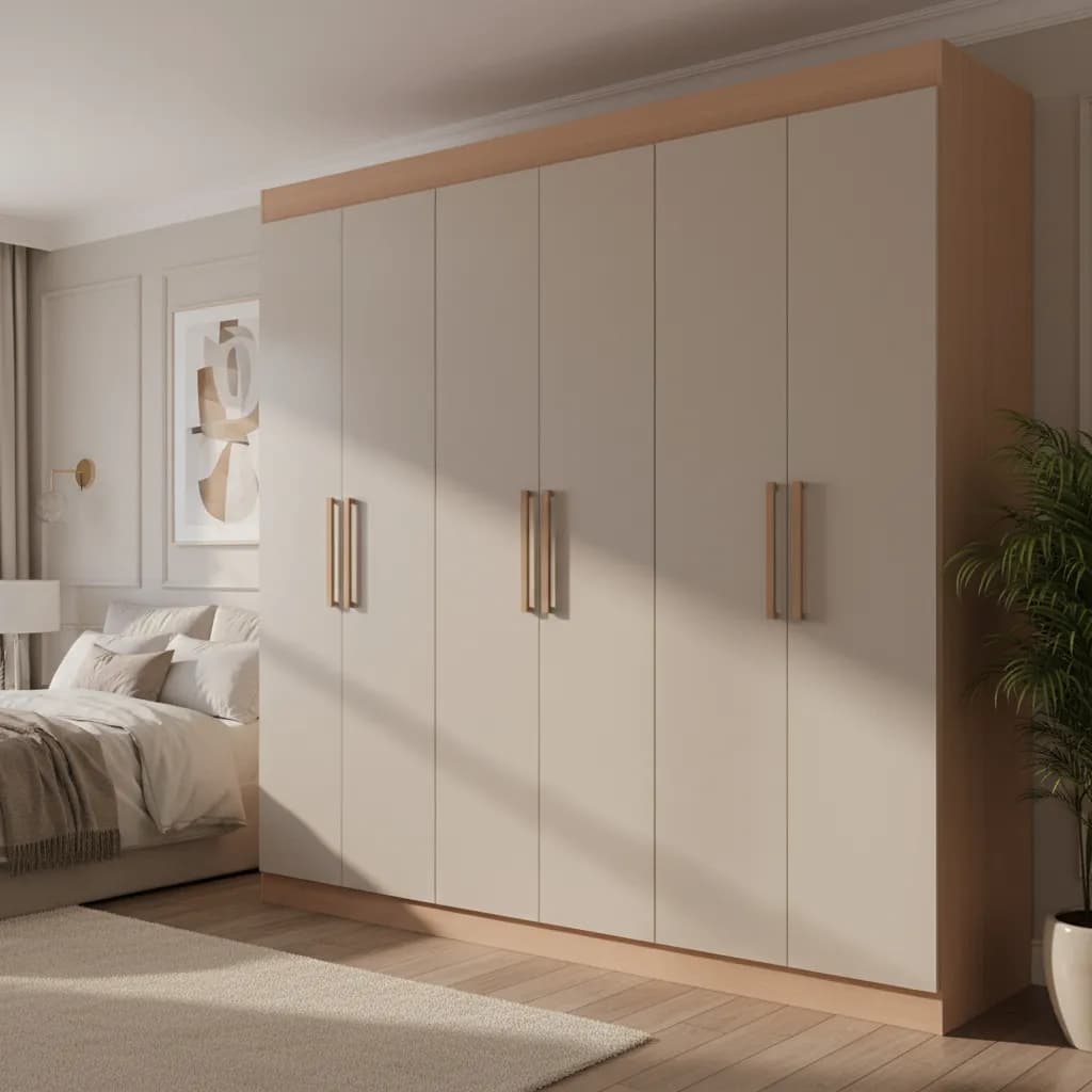 Guarda-roupa Casal Bartira Ville Com 6 Portas E 2 Gavetas Cor Avelã com Cappuccino