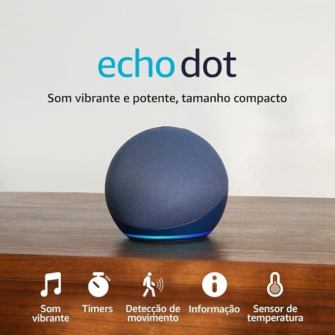 Echo Dot (Geração mais recente) | Smart speaker com Alexa, som vibrante e potente, Wi-Fi e Bluetooth | Cor Azul