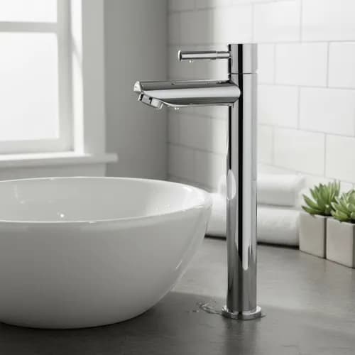 Torneira Fria Banheiro Lavatório Aço Inox Redondo Cromada