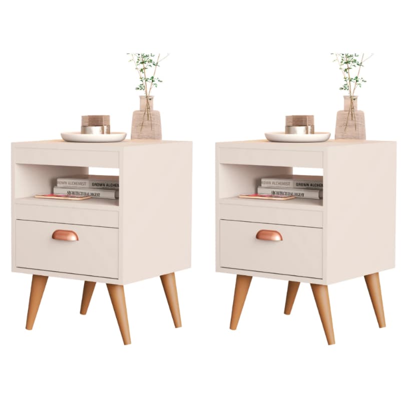 Kit 2 Mesas De Cabeceira Com Gaveta Alice - Cores