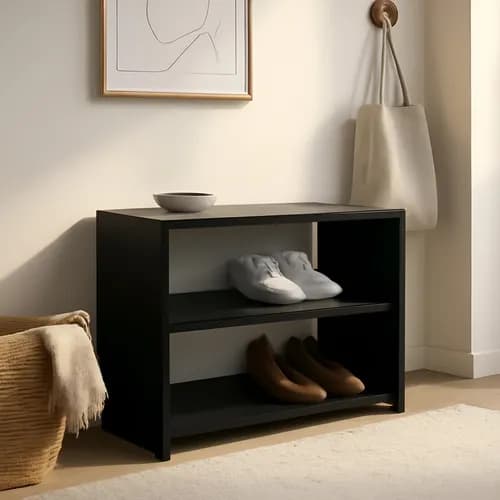 Sapateira Ibérica Preta Madeira MDP das Prateleiras 50x40x25cm