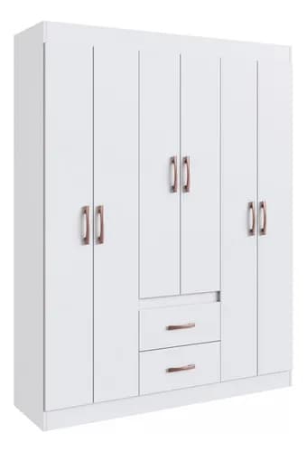 Guarda Roupa Solteiro 6 Portas 2 Gavetas Sidney Doripel Cor Branco