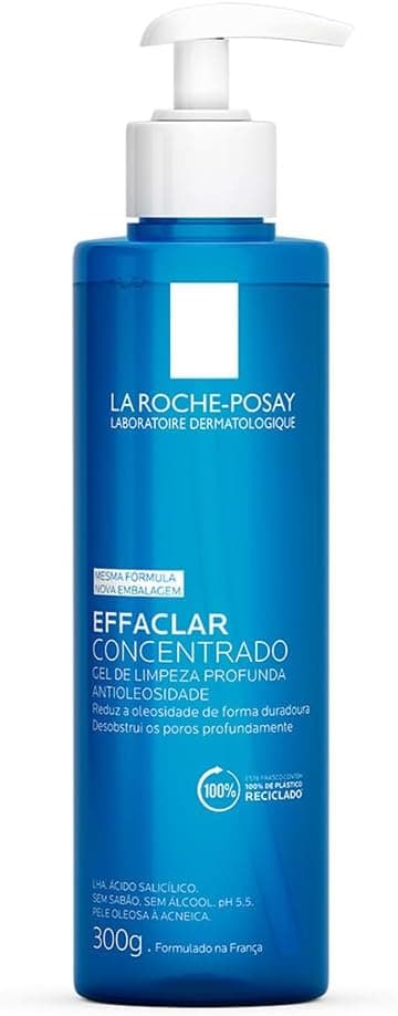 La Roche-Posay Effaclar Gel de Limpeza Facial Antiacne Concentrado com Ácido Salicílico, Zinco e LHA, Limpeza Profunda, Reduz Oleosidade e Desobstrui os Poros, 300ml
