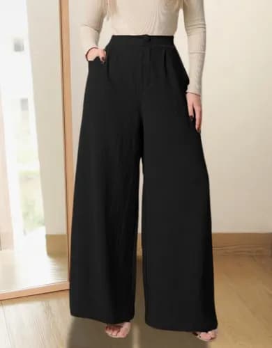 Calça Pantalona Wide Leg Elegante Casual Dia A Dia