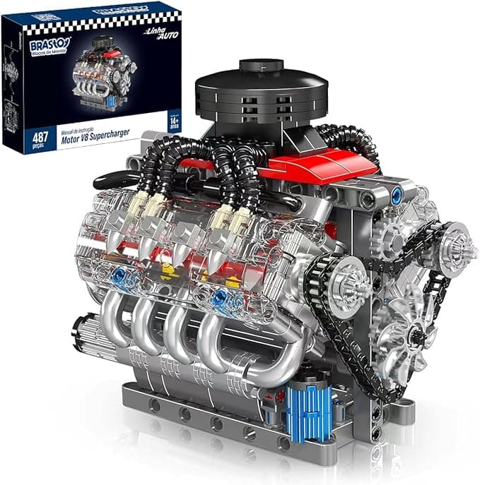 Blocos de Montar Construção Motor V8 - Modelo Funcional, Presente para Entusiastas de Engenharia Automotiva (14 )