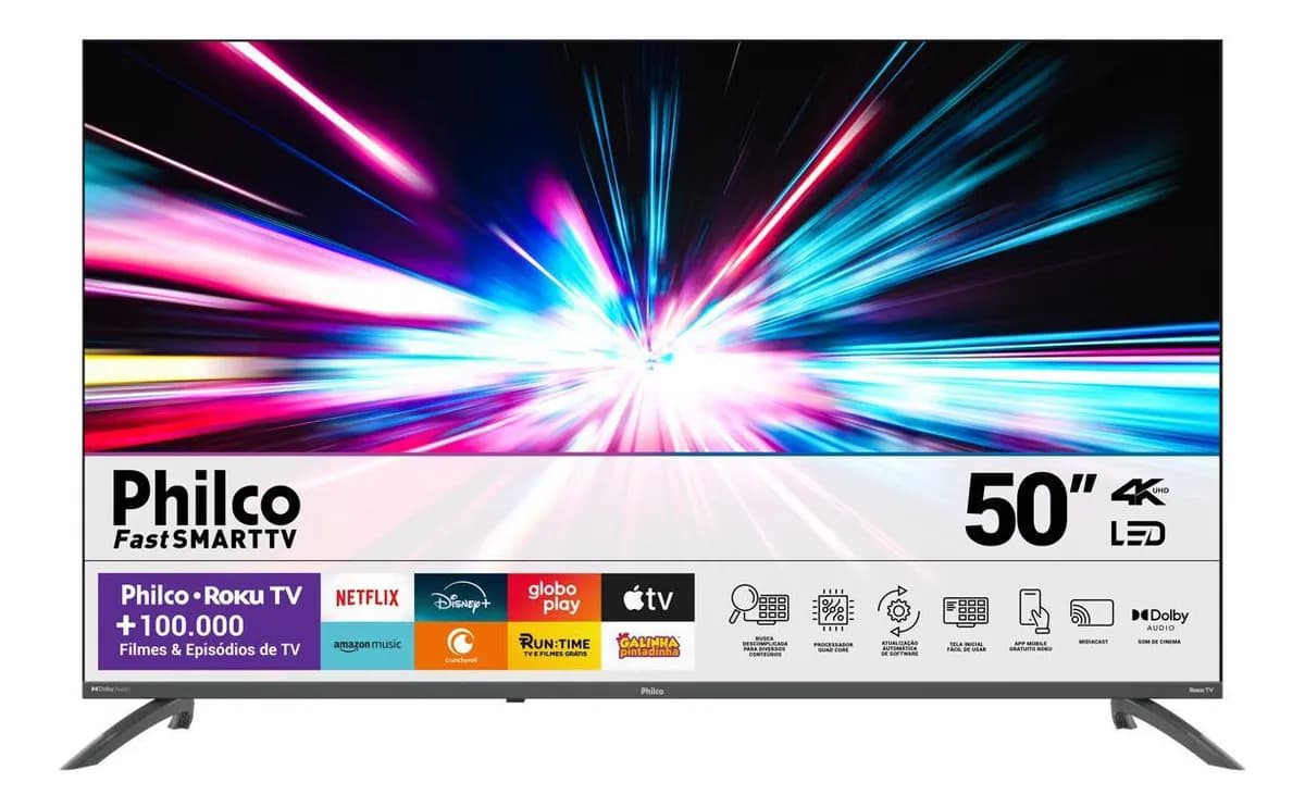Smart TV 50” Philco PTV50VA4REGB Roku TV LED Dolby Audio