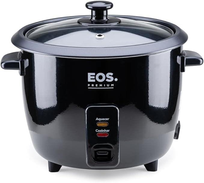 Panela Elétrica de Arroz 8 Xícaras EOS Premium Pratic Tampa de Vidro Preto EPA08P 110V