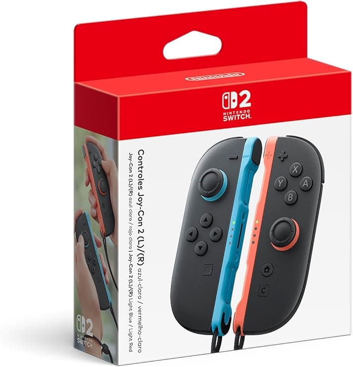 Nintendo Switch 2 Controles Joy-Con 2 Azul Claro e Vermelho Claro