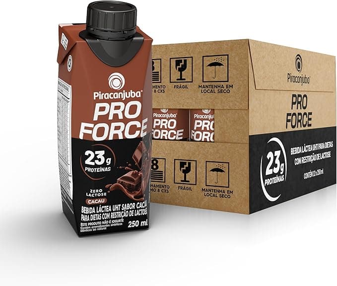 Piracanjuba ProForce 23g de Proteínas Zero Lactose Sabor Cacau - 12 Unidades de 250ml