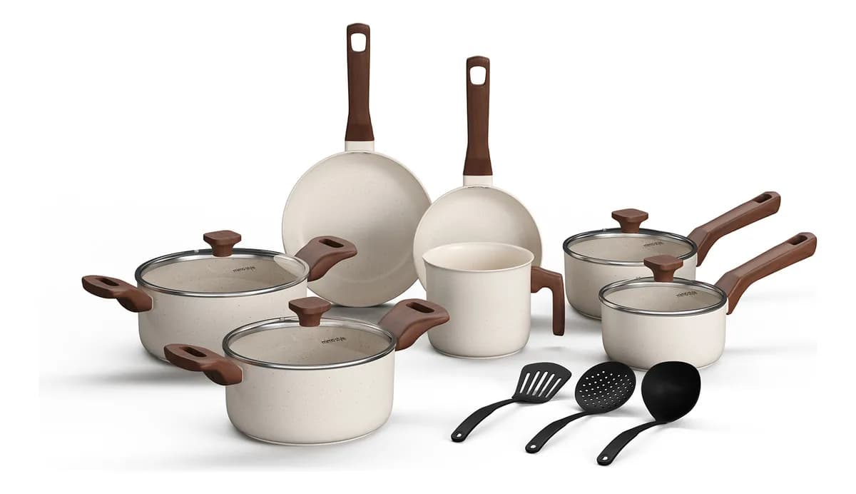 Jogo De Panelas Com 10 Peças Mimo Style Pratic Cook Mármol Cor Branco