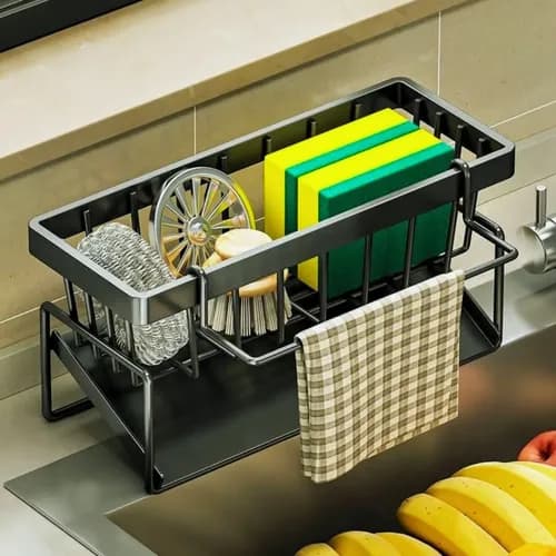 Organizador De Pia Porta Detergente Esponja Suporte Cozinha Em Metal Moderno Sublimente