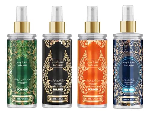 Body Splash Arabe Kit C/4un 200ml Perfume Masculino De Luxo