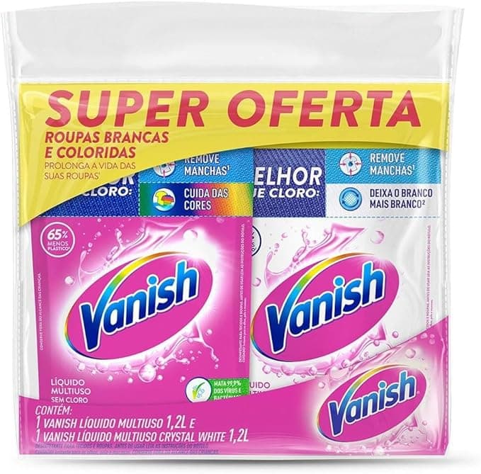 Kit Tira Manchas Vanish Gel Multiuso 1,2L Crystal White 1,2L
