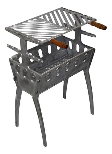 Churrasqueira Portátil Desmontável Em Alumínio A Carvão Prateado