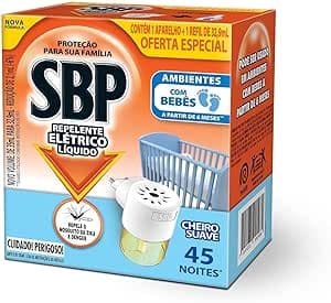 Repelente Elétrico Líquido SBP 45 Noites Cheiro Suave Novo Aparelho Refil
