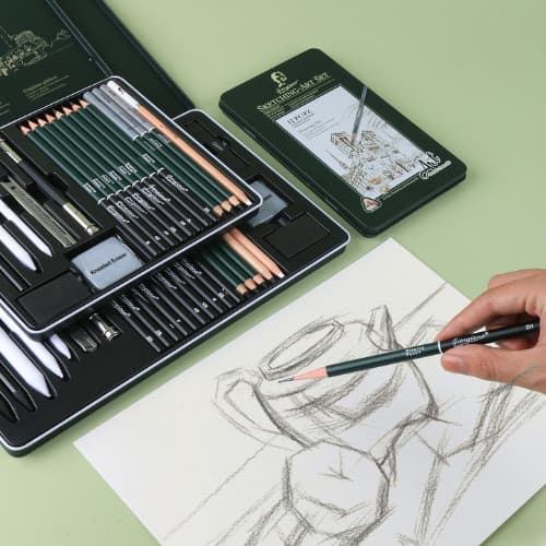Lápis De Desenho Kit 28 Pcs Lápis Carvão Para Esboço Profissional Artista Material De Arte