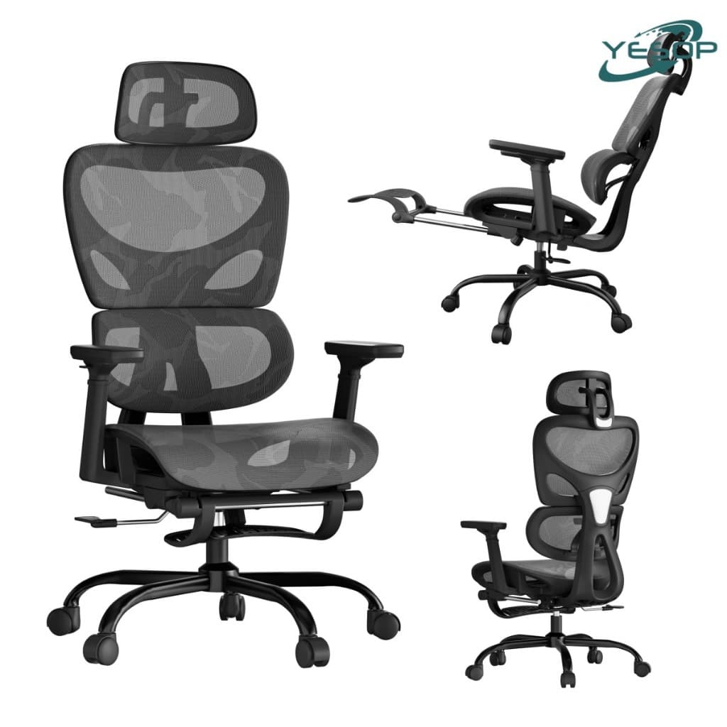 YESOP Cadeira De Escritório Ergonômica Com Apoio Lombar E De Pernas Assento Zero Gravity Cor Preto