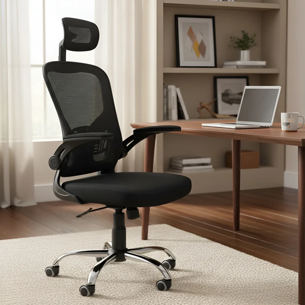 Cadeira Presidente Giratória Ergonômica Oeste Group OC-300 Preta Com Rodas