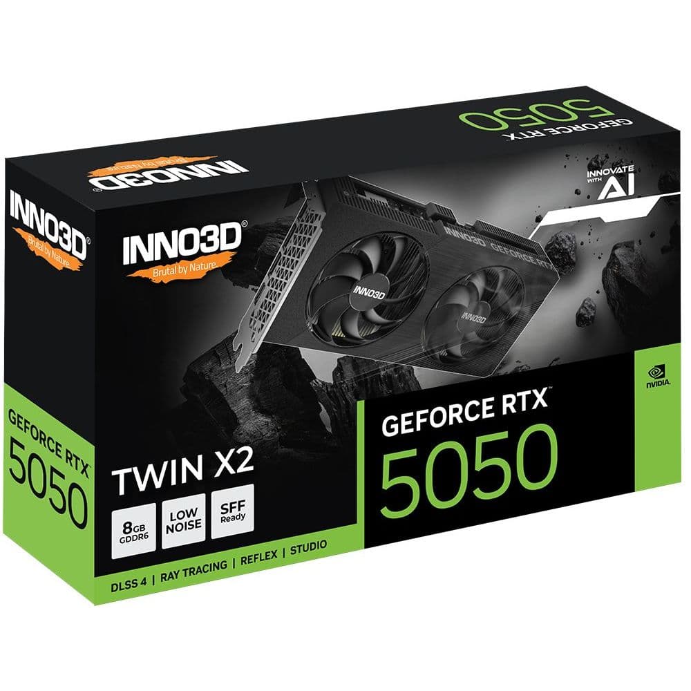 Placa de Vídeo NVIDIA GeForce INNO3D RTX5050 8GB Twin X2 128BITS DLSS 4 GDDR6 N50502-08D6-174071N