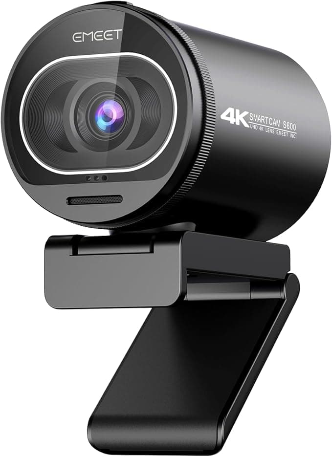 EMEET Webcam 4K para PC, webcam S600 com sensor Sony, 2 microfones de redução de ruído, FOV de 65° a 88°, foco automático TOF, capa de privacidade rotativa integrada, 1080p a 60FPS, ideal para