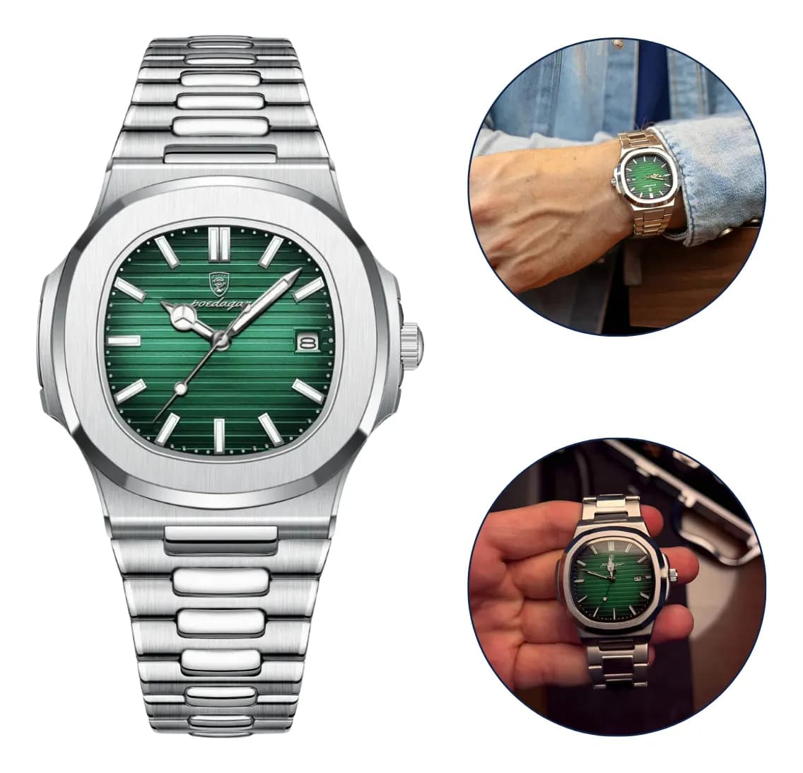 Poedagar Relógio Masculino Old Money Cor Da Correia Prateado