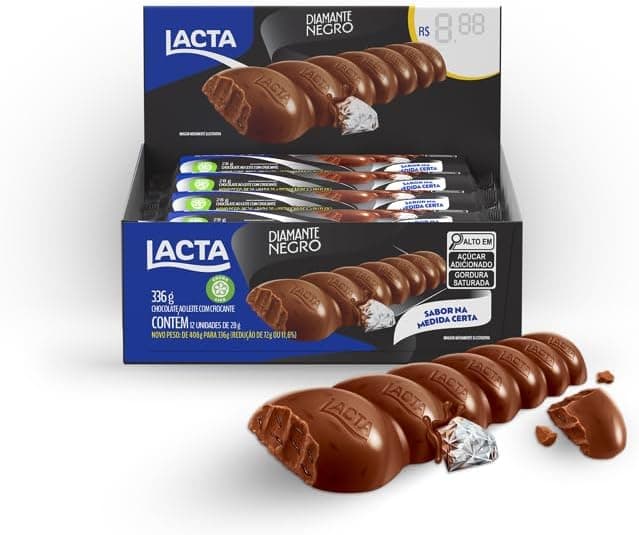 Chocolate Lacta Diamante Negro Caixa Com 12 Unidades De 28g