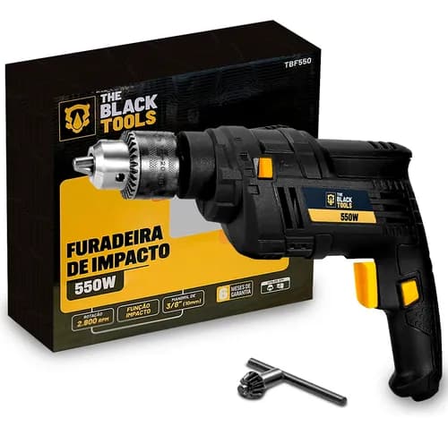 Furadeira Elétrica De Impacto 550w 3/8 10mm Profissional Tbf550k The Black Tools - 220V