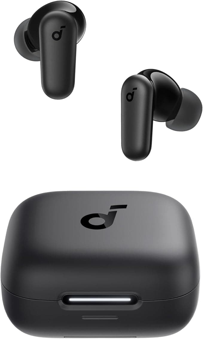 soundcore P30i da Anker, Fone de Ouvido Bluetooth 5.4 com Cancelamento de Ruído Adaptativo, Graves Poderosos, 45H de Reprodução, Estojo 2-em-1 com Suporte para Celular, IP54, Fone sem fio TWS, Preto